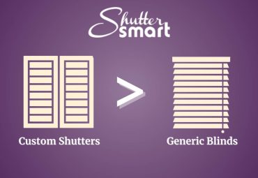 A graphic representation of ShutterSmart shutters as being better than blinds